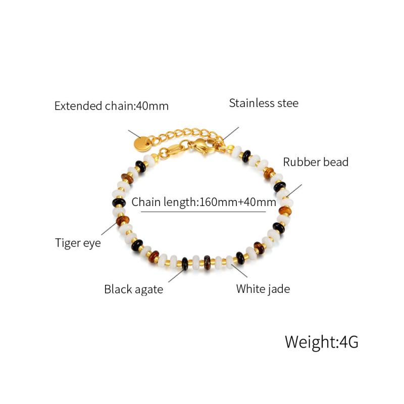 Colorful Natural Stone Tiger Eye Agate Beaded Strands Bracelet for Gift