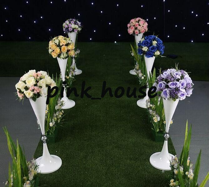 70cm 27 inches tall White Silver Wedding Flower vase Bling Table Centerpiece Sparkling Wedding Decoration Banquet Road Lead DecorZZ