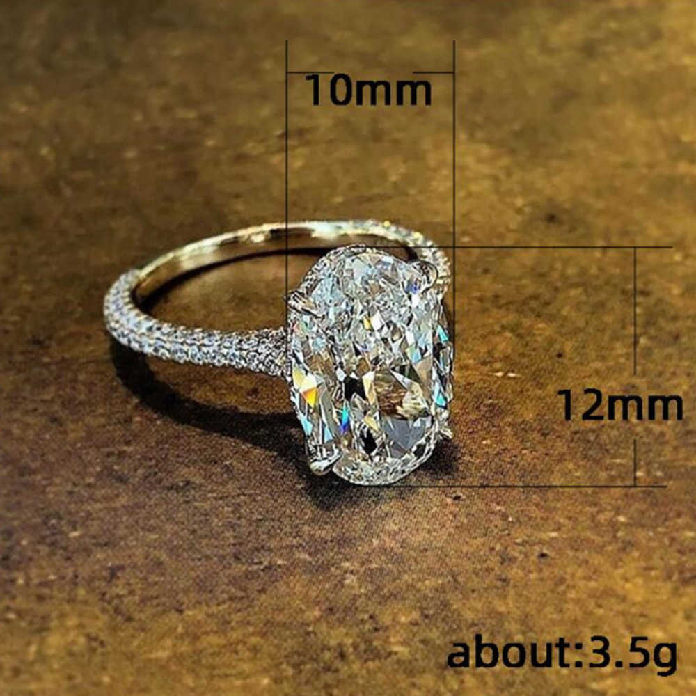Vintage Oval cut 4ct Lab Diamond Promise Ring 100% Real 925 sterling Silver Engagement Wedding Band Rings For Women Jewelry