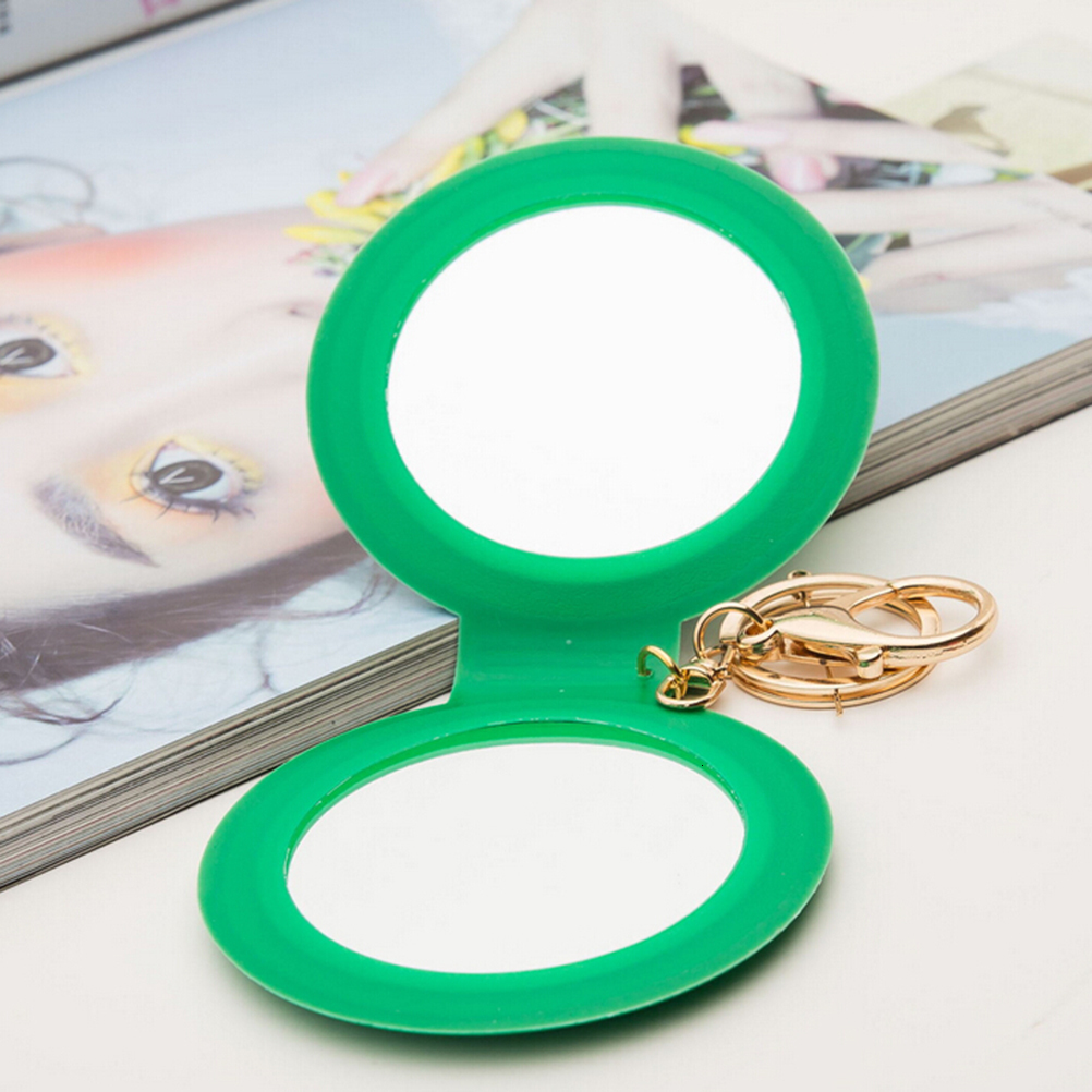 Compact Mirrors TSHOU616 Portable Candy Color Mini PU Leather Pocket Makeup Mirror Key Chain Cosmetic Compact Mirrors Double Dual Sides Girl 230818