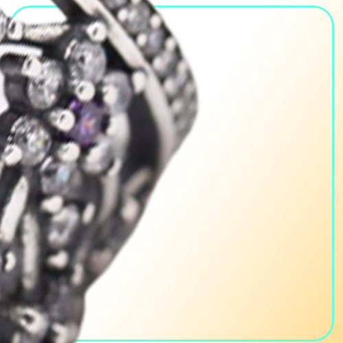 Compatible with jewelry ring silver Forget Me Not Purple Clear CZ rings 100% 925 sterling silver jewelry whole DIY For Women194D