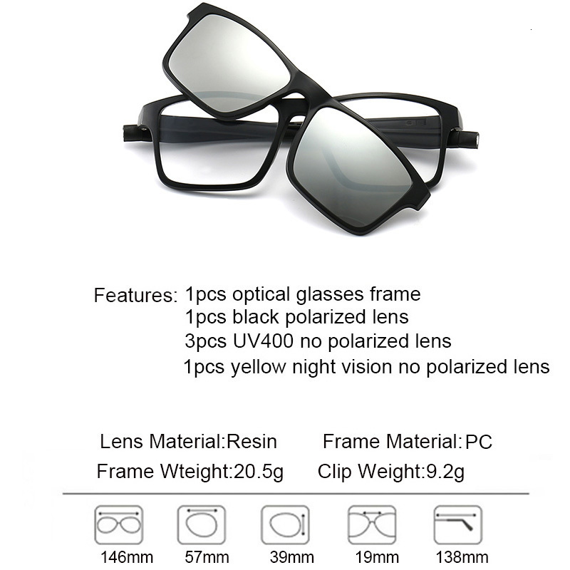 Fashion Sunglasses Frames Polarized Sunglasses Men Women 5 In 1 Magnetic Clip On Glasses Optical Prescription Eyewear Frames Eyeglasses Hanging Neck 2