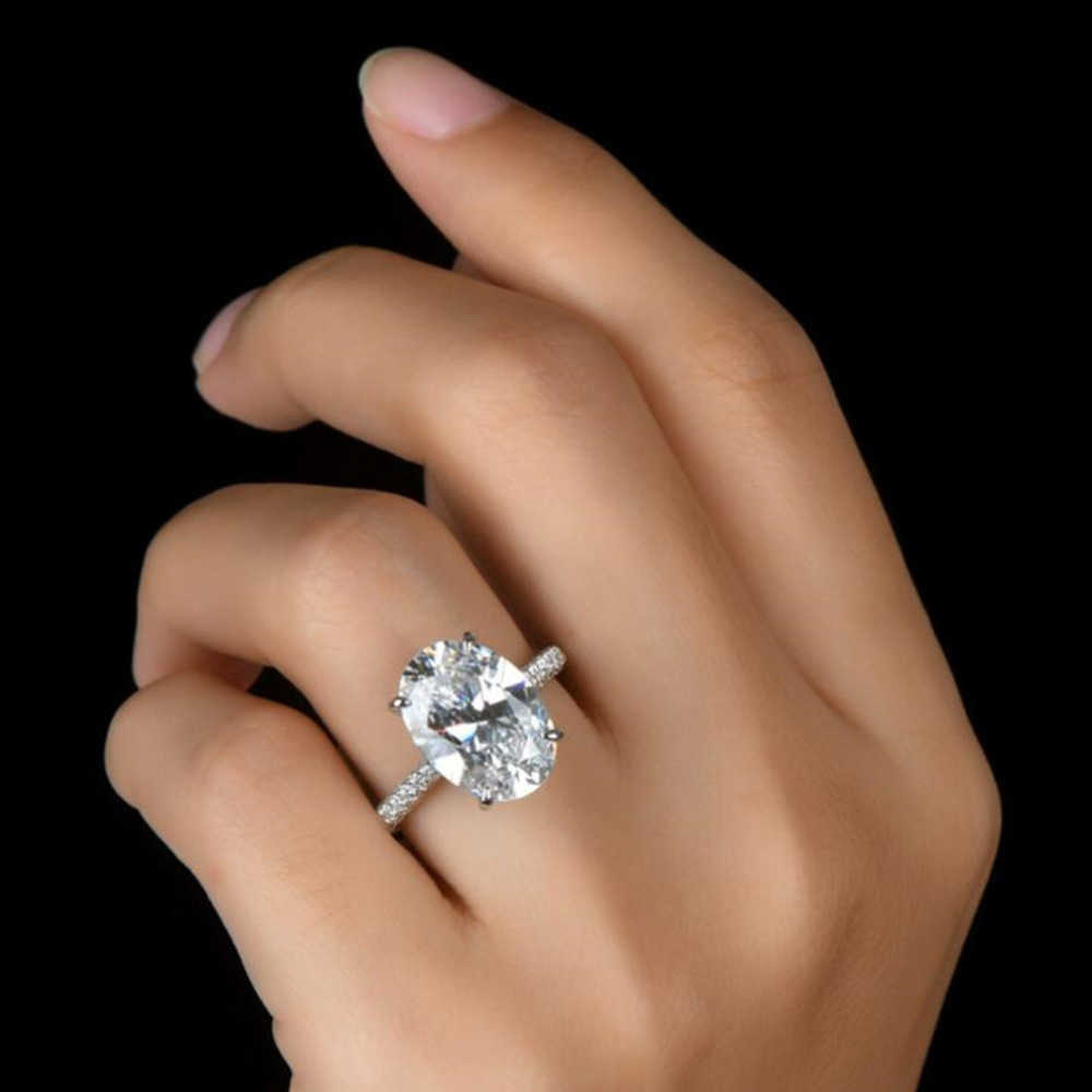 Vintage Oval cut 4ct Lab Dia Promise Ring 100% Real sterling Sier Engagement Wedding Band Rings For Women Jewelry