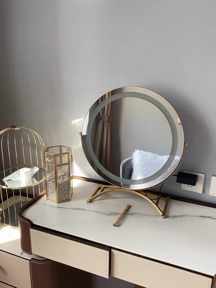 Compact Mirrors Makeup Mirror with Lights Lighted Cosmetic Vanity Mirror with Led Lights for Dressing Bedroom Tabletop Gifts for girl women 230818