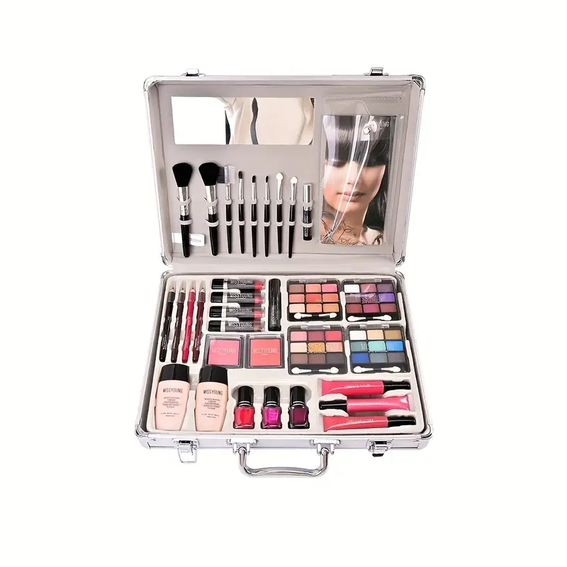 Matte Shimmer Eyeshadow and Concealer Set with Lipstick and Makeup Brush - Perfect Mother's Day Gift for Mom