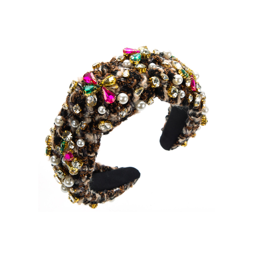 iced out Bohemian Headband High Classic Hair Hoop Wide Edge Head Bands For FG53