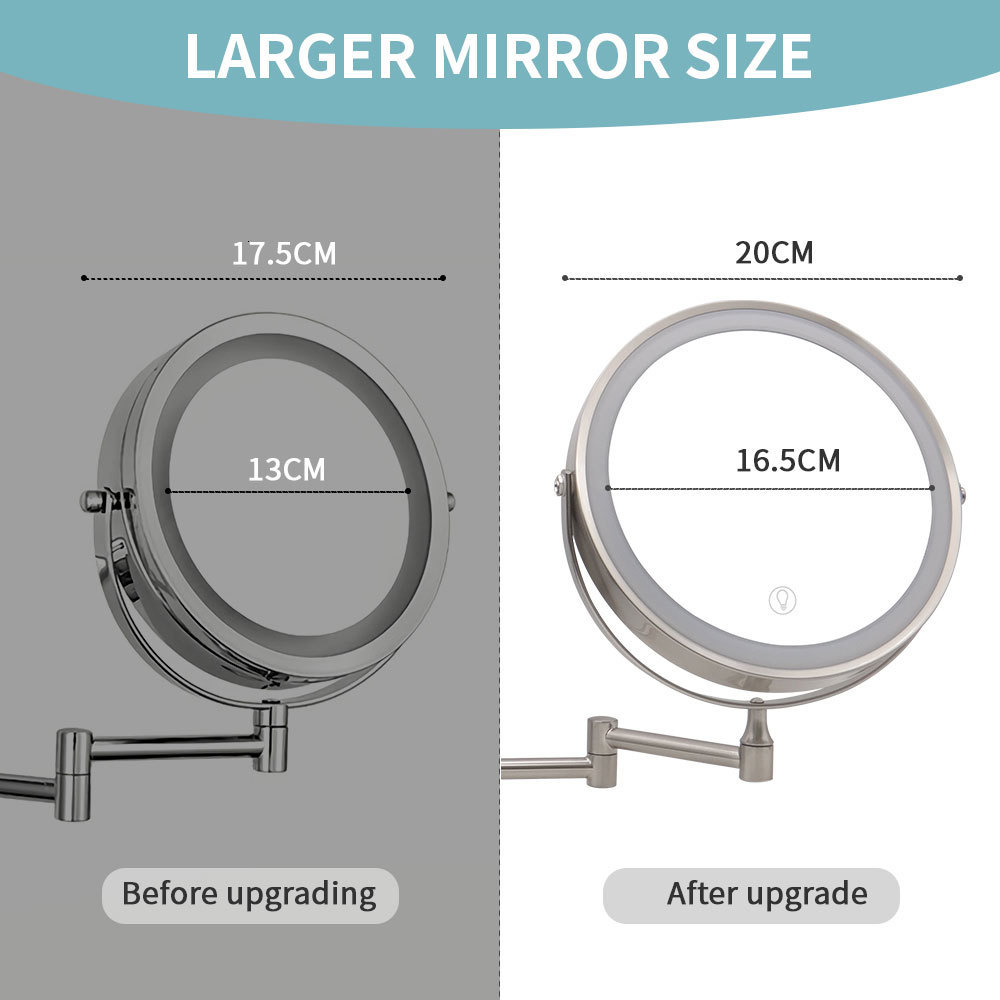 Compact Mirrors 8 Inch Wall Mounted Bathroom Mirror Adjustable LED Makeup Mirror 10X Magnifying Touch Vanity Cosmetic Mirrors with Light 230818