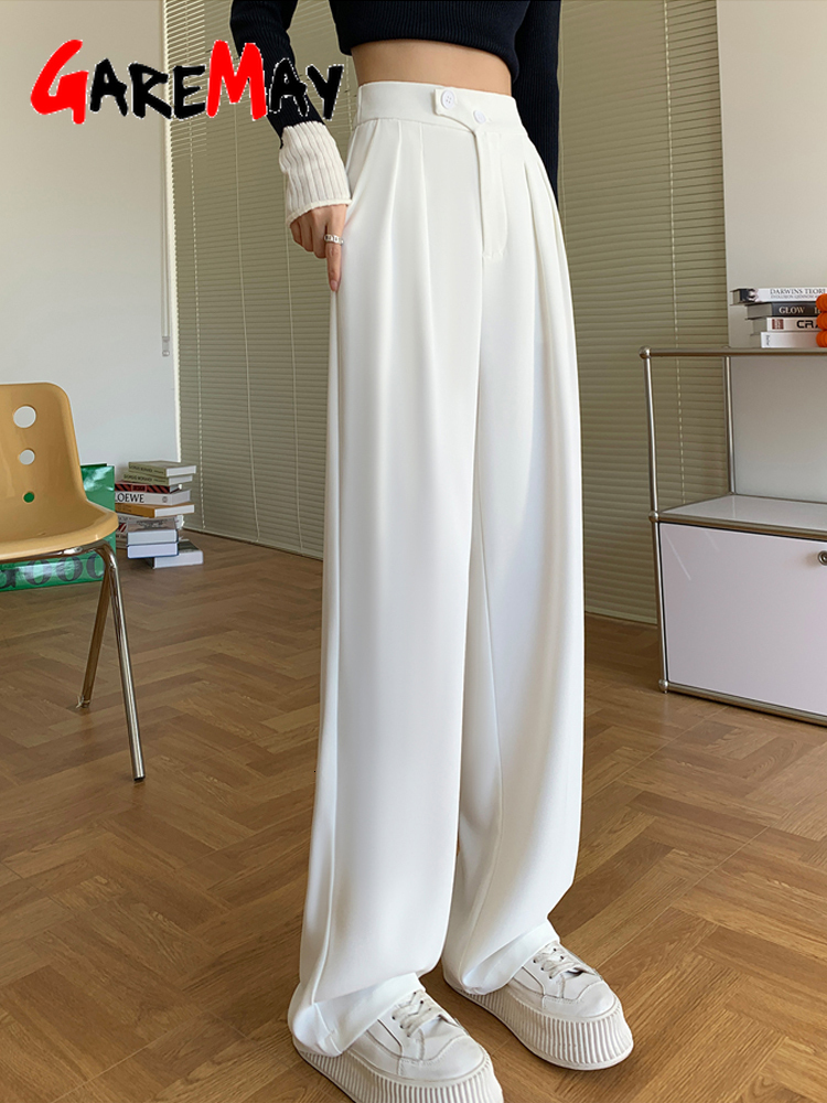 Womens Pants Capris Woman Pant Suits Korean Style Elegant Straight Summer Women Casual Outfits Classic White Wide High Waist 230818