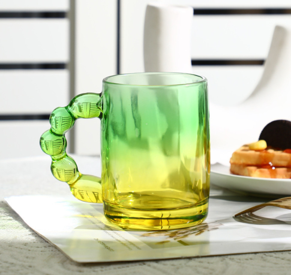 The latest 11.2oz Creative Handle Glass Coffee mug Cup, many styles of style selection, support customization of any logo