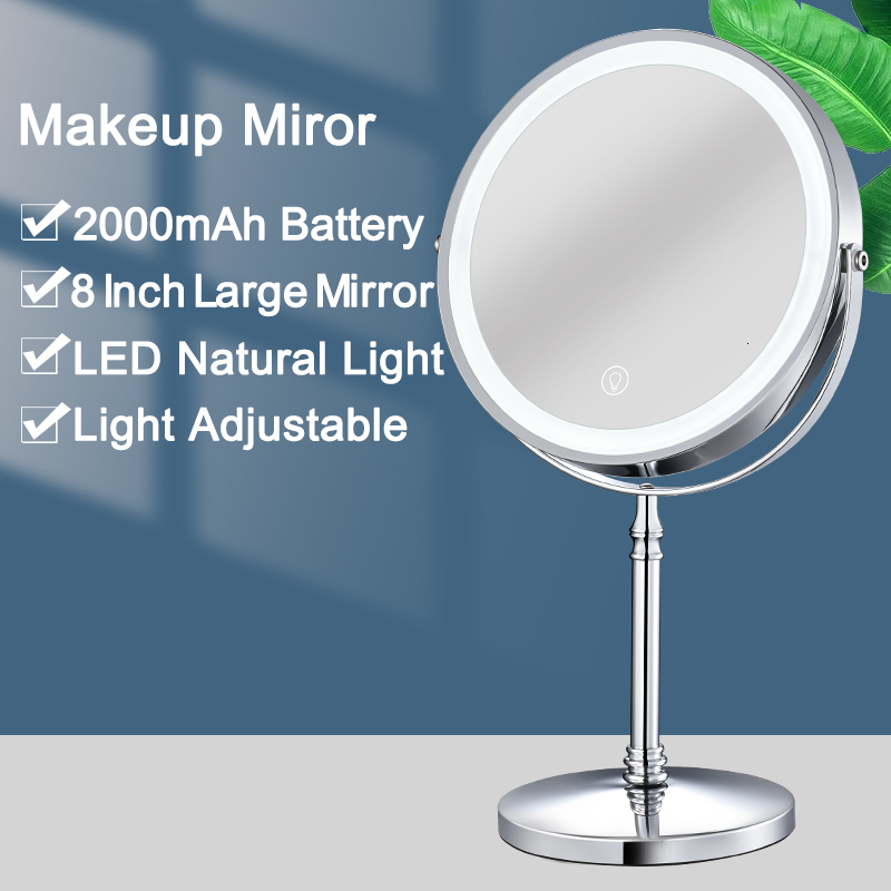 Compact Mirrors 8 Inch Gold Makeup Mirror With Light USB Charging 10X Magnifying Vanity Mirror Backlit Adjustable Light Standing Cosmetic Mirror 23081