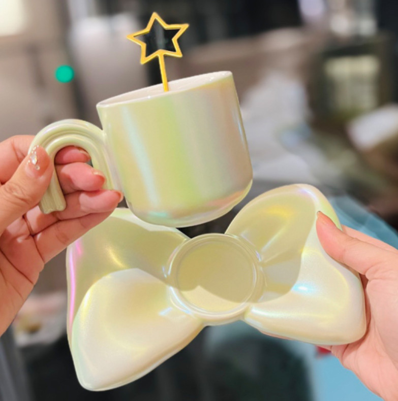 The latest 7.1OZ pearl glaze ceramic coffee mug with discs, many styles choose, support customization of any logo