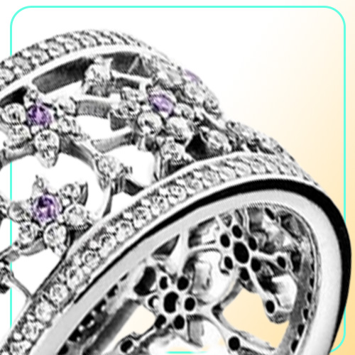 Compatible with jewelry ring silver Forget Me Not Purple Clear CZ rings 100% 925 sterling silver jewelry whole DIY For Women194D