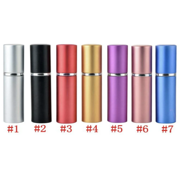 5ml Perfume Bottle Aluminium Anodized Compact Perfume Atomizer Fragrance Glass Scent-bottle Travel Makeup Spray Bottle C292