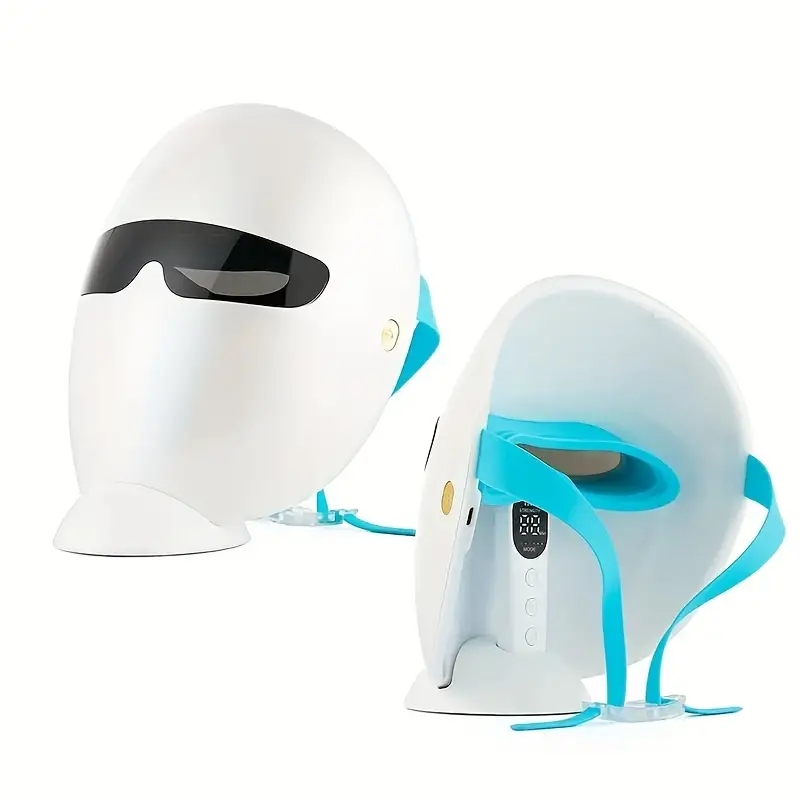 New Home Spa Led Facial Mask Light Therapy With Base - 7 Color Photon Blue & Red Light Maintenance Skin Rejuvenation Facial Skin Care Mask, Home Skin 