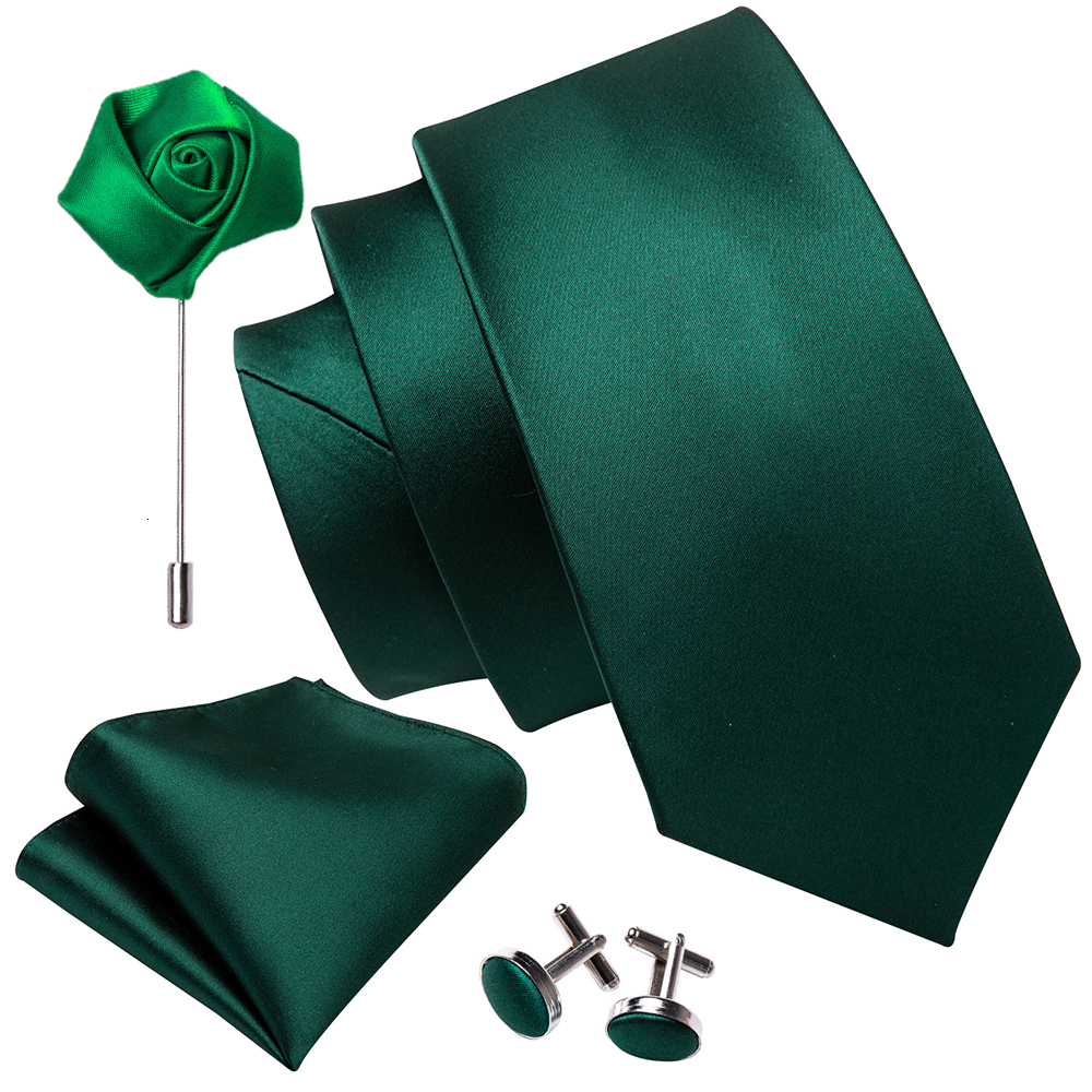 Neck Ties Fahsion Mens Wedding Tie Green Solid Silk For Men Gravat Handkerchief Cufflink Brooch Set Barry Wang FA 5261 230818