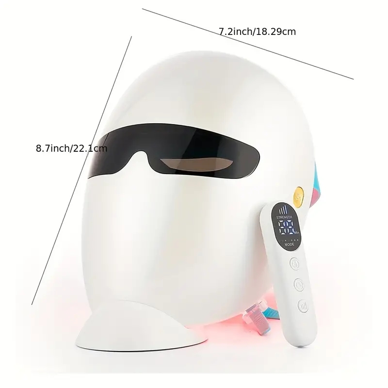 New Home Spa Led Facial Mask Light Therapy With Base - 7 Color Photon Blue & Red Light Maintenance Skin Rejuvenation Facial Skin Care Mask, Home Skin 
