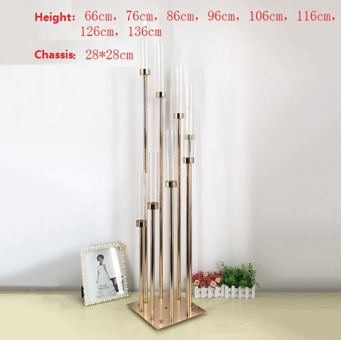 Wedding Table Centerpiece Flower Stand Candle Holder 8 heads candlestick with lampshade metal gold candelabra without lampZZ