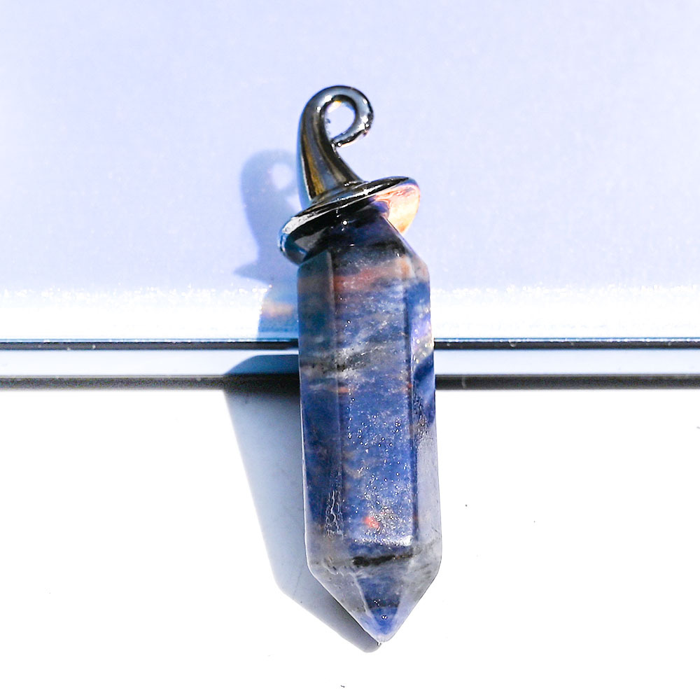Natural Crystal Stone Hexagon Prism Halloween Hat Pendant Lapis Amethyst Charms Diy Necklaces For Women Men Jewelry