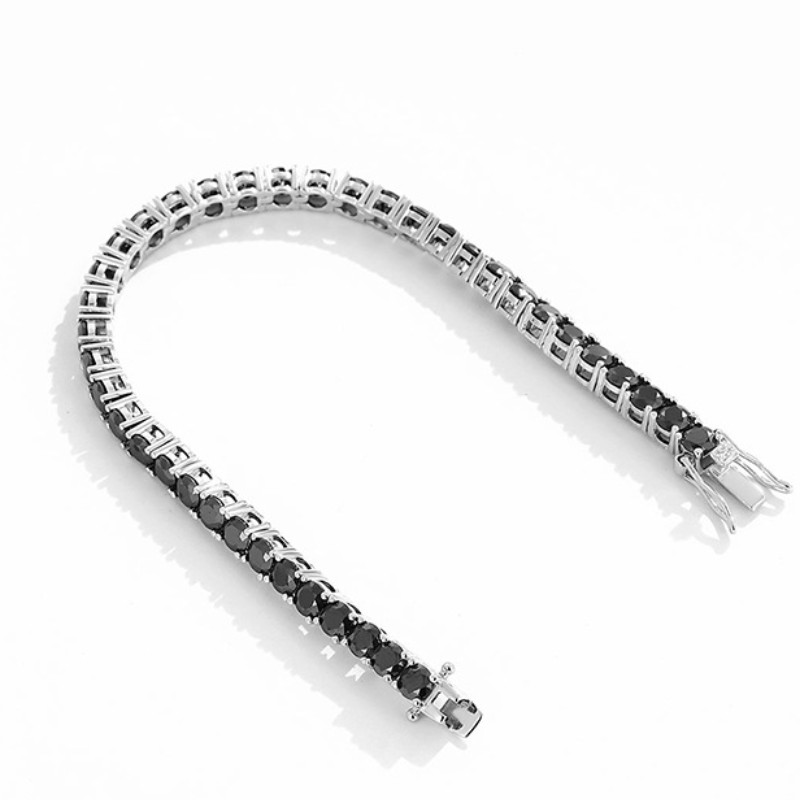 5.5mm 6.5mm Width 16/17/18/19/20cm Diamond Passed Test 925 Silver Black Square Moissanite Tennis Bracelet for Men Women Nice Gift