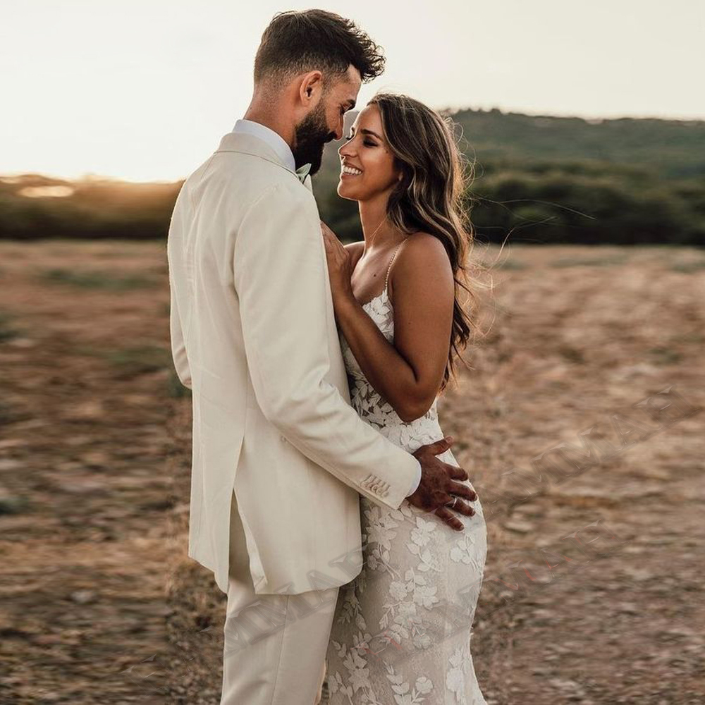 Mordern Full Lace Mermaid Wedding DressesSpaghetti Strap Backless Trumpet Sleeveless Vestido De Casamento