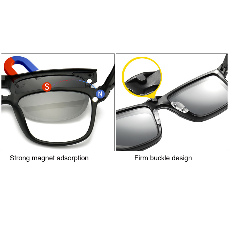 Fashion Sunglasses Frames Polarized Sunglasses Men Women 5 In 1 Magnetic Clip On Glasses Optical Prescription Eyewear Frames Eyeglasses Hanging Neck 2