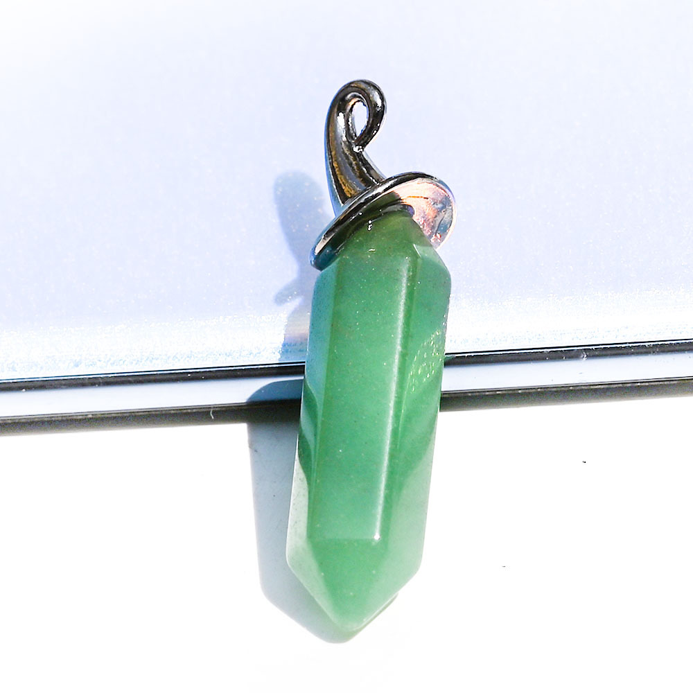 Natural Crystal Stone Hexagon Prism Halloween Hat Pendant Lapis Amethyst Charms Diy Necklaces For Women Men Jewelry