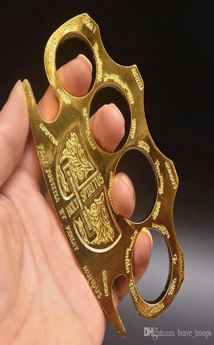 High Hardness Hell Detective Constantine Brass Knuckle Outdoor EDC tools Knuckles Duster Buckle Break window SelfDefense tool 3128330531