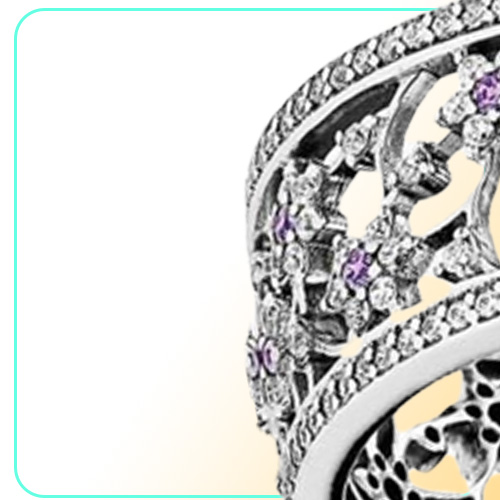 Compatible with jewelry ring silver Forget Me Not Purple Clear CZ rings 100% 925 sterling silver jewelry whole DIY For Women194D