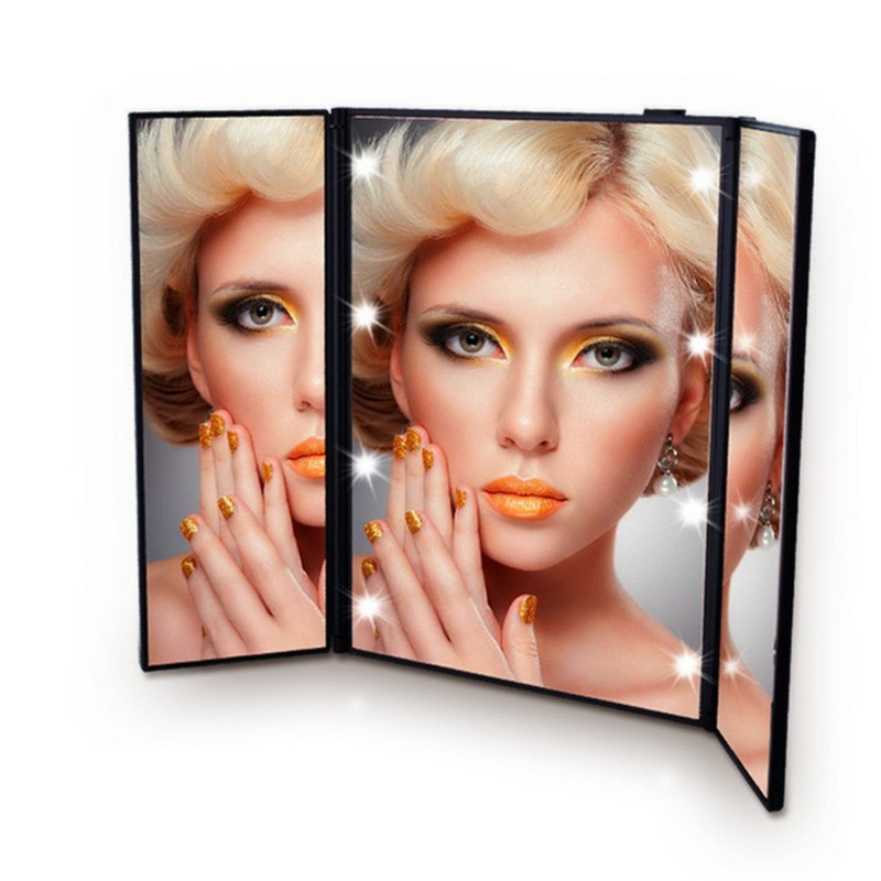 Compact Mirrors Portable LED Light Makeup Mirror Vanity Lights Compact Make Up Pocket Mirrors Vanity Cosmetic Hand Folding Led Mirror Lamp 230818