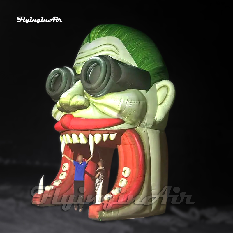 Scary Large Inflatable Vampire Dracula Head Tunnel 5m Halloween Cartoon Figure Model Air Blow Up Evil Demon Gate For Entrance Decoration