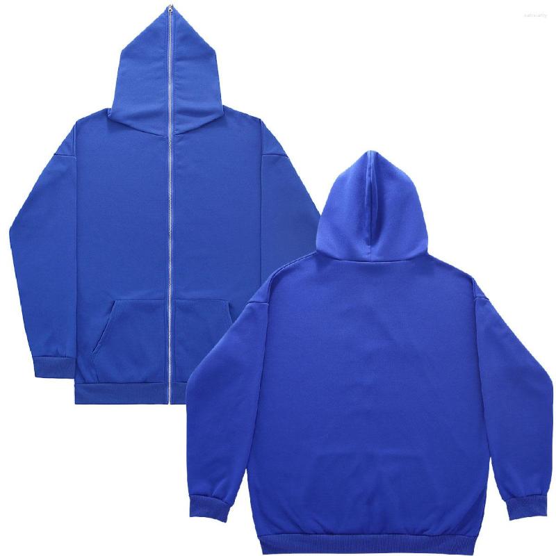 Men's Hoodies Blank Y2k Full Face Zipper Retro Hip Hop Hoodies Loose Oversized Haruk Highstreet Women's Streetwear Coat Drop Shoulder Hoodie