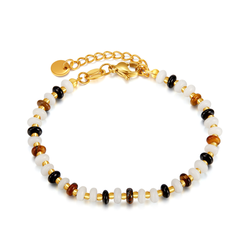 Colorful Natural Stone Tiger Eye Agate Beaded Strands Bracelet for Gift