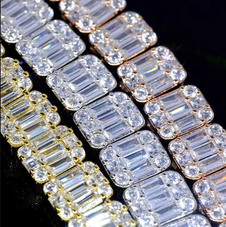 Necklace Tennis Chain moissanite chain Hip Hop Jewelry Sterling Silver 9mm Width Vvs Baguette Moissanite Cuban Link Chain Necklace