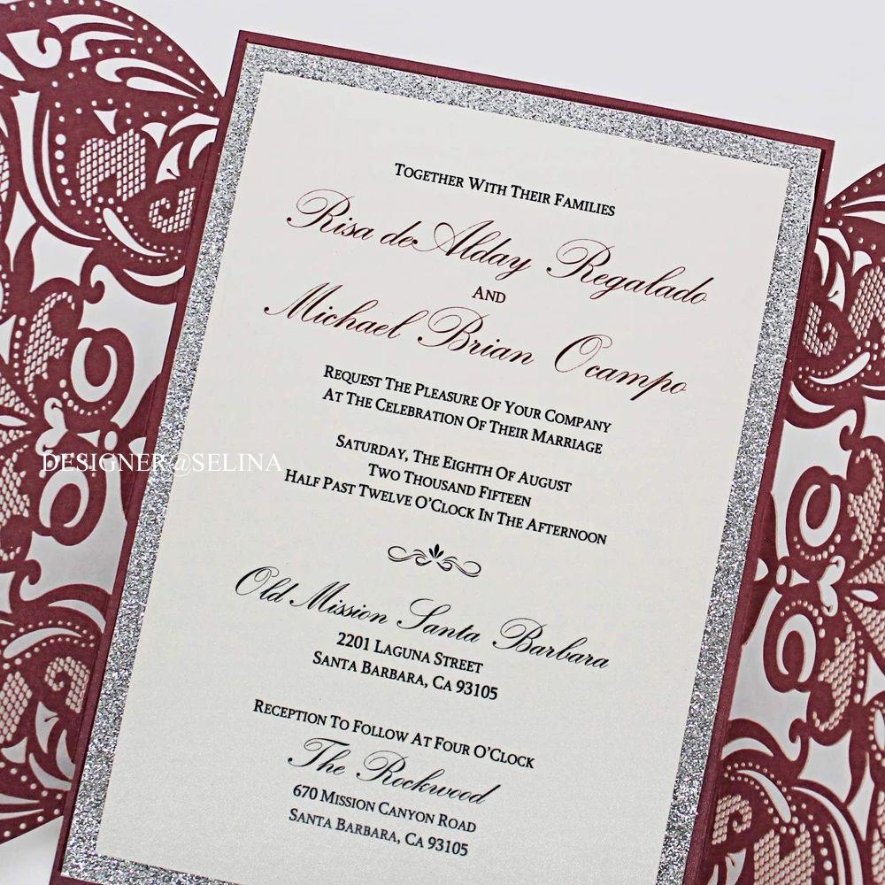 Creative Rose Laser Cut Wedding Invitation Card DIY Shiny Wedding Invitations for Quinceanera Birthday Sweet Invitation CardsZZ