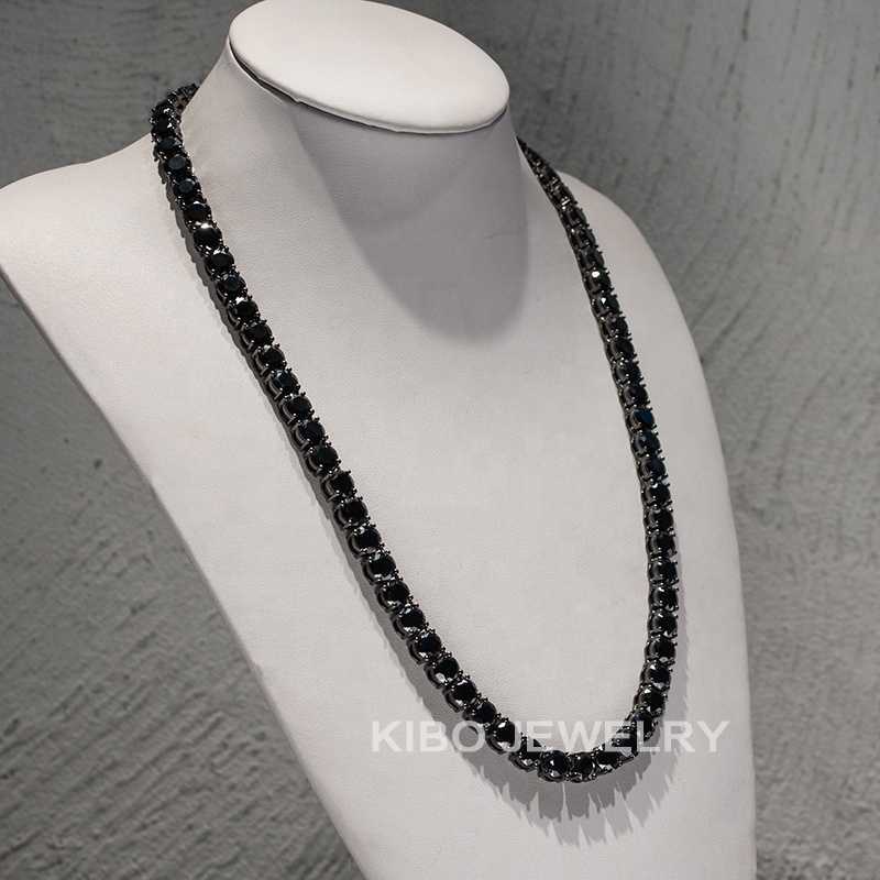 Gorgeous Sterg Sier Plated 8mm Round Cut Black Moissanite Tennis Chain