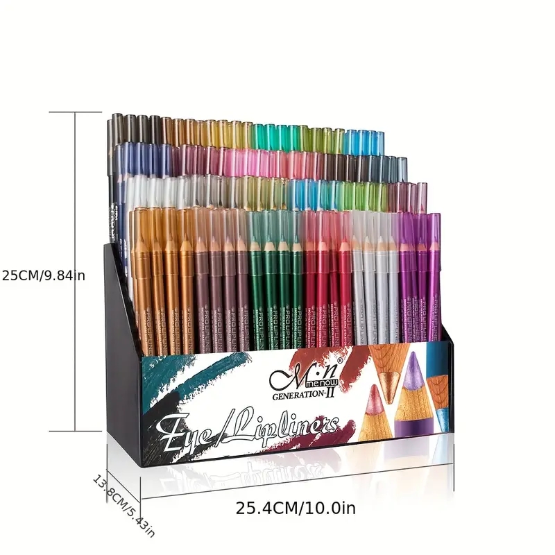 Colorful Eyeliner Pencil Set, Waterproof, Sweat Proof, Smudge Proof Eyeliner Pen Lip Liner Pen With Display Stand , Natural Long Lasting Makeup Pen Se