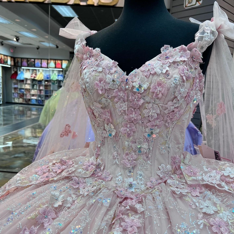 2025 Pink Sexy V-Neck Sweet Quinceanera Dresses 3D Flower With Cape Sweet 15 Birthday Party Gowns Luxury Girl vestidos de 15 anos