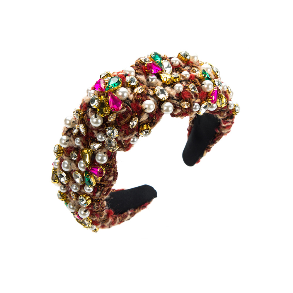 iced out Bohemian Headband High Classic Hair Hoop Wide Edge Head Bands For FG53