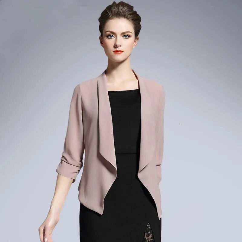 Women's Jackets M5XL 2023 Spring Summer Plus Size Chiffon Cardigan Thin Short Small Coat Shawl Sunscreen Jacket Drop 230817