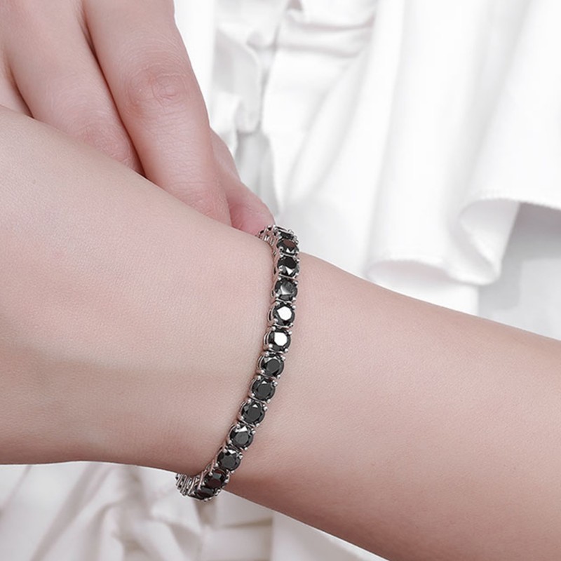 5.5mm 6.5mm Width 16/17/18/19/20cm Diamond Passed Test 925 Silver Black Square Moissanite Tennis Bracelet for Men Women Nice Gift