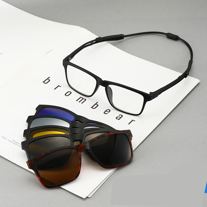 Fashion Sunglasses Frames Polarized Sunglasses Men Women 5 In 1 Magnetic Clip On Glasses Optical Prescription Eyewear Frames Eyeglasses Hanging Neck 2