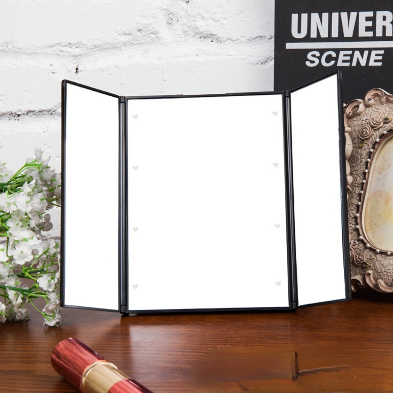 Compact Mirrors Portable LED Light Makeup Mirror Vanity Lights Compact Make Up Pocket Mirrors Vanity Cosmetic Hand Folding Led Mirror Lamp 230818