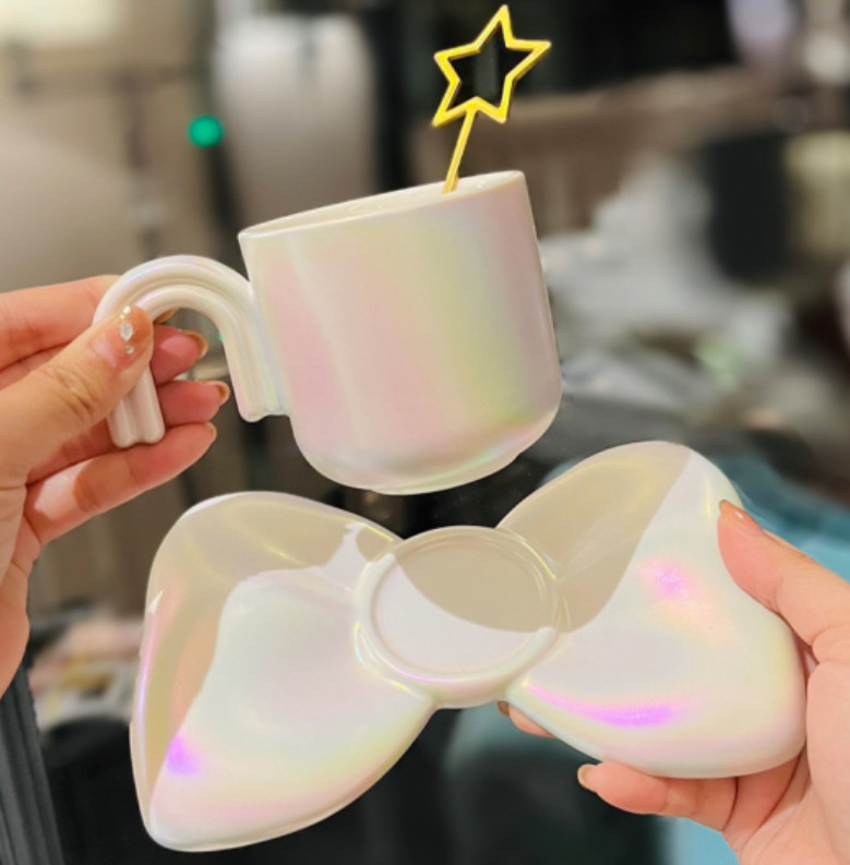 The latest 7.1OZ pearl glaze ceramic coffee mug with discs, many styles choose, support customization of any logo