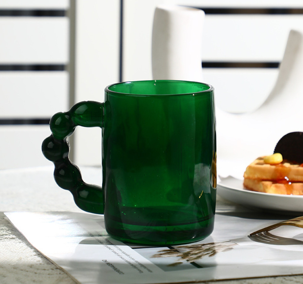 The latest 11.2oz Creative Handle Glass Coffee mug Cup, many styles of style selection, support customization of any logo