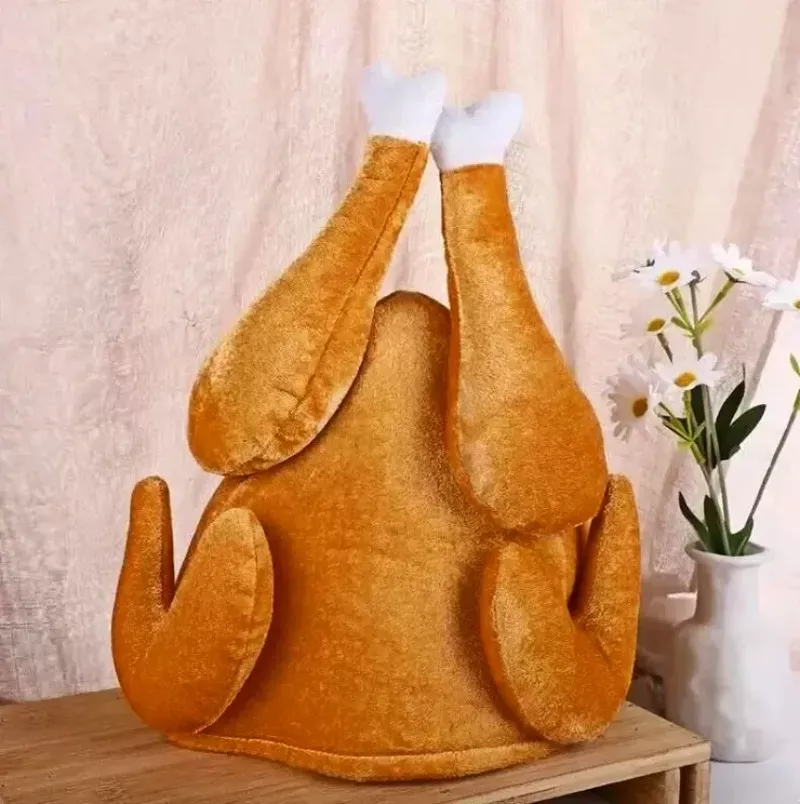 NEW Plush Roasted Turkey Hats Spooktacular Creations Decor Hat Cooked Chicken Bird Secret For Thangiving Costume Dress Up Party