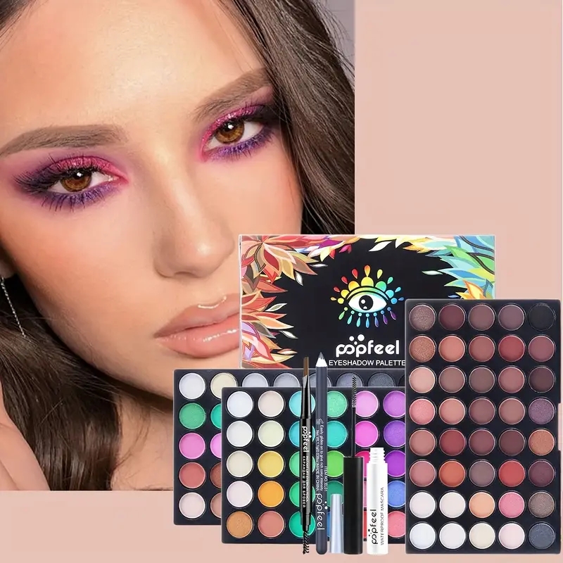 Makeup Gift Set, Face Eye Lip Hand Cosmetics With Matching Makeup Tools , Full Range Makeup Kits With Cosmetics Bag