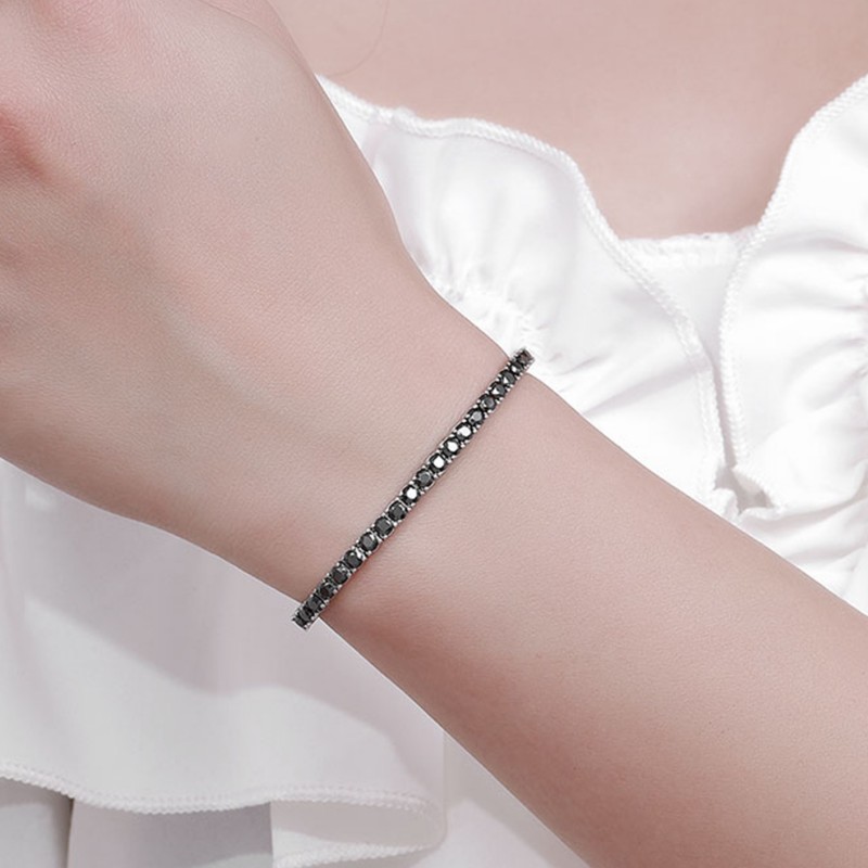 5.5mm 6.5mm Width 16/17/18/19/20cm Diamond Passed Test 925 Silver Black Square Moissanite Tennis Bracelet for Men Women Nice Gift