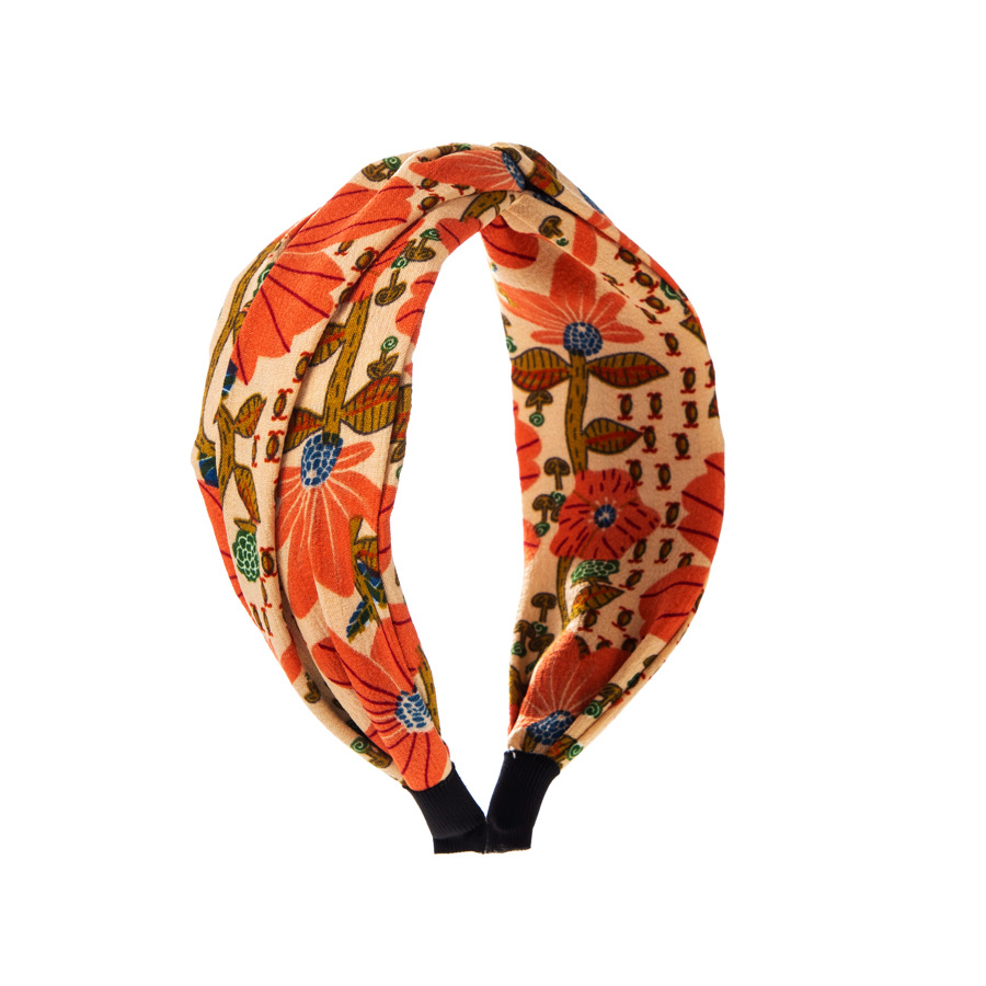 Minimalist Headband Embroidered Twisted Hair Hoop Printed Fabric Art Head Bands in 3 Colors FG194