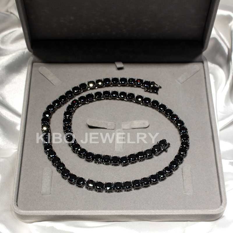 Gorgeous Sterg Sier Plated 8mm Round Cut Black Moissanite Tennis Chain