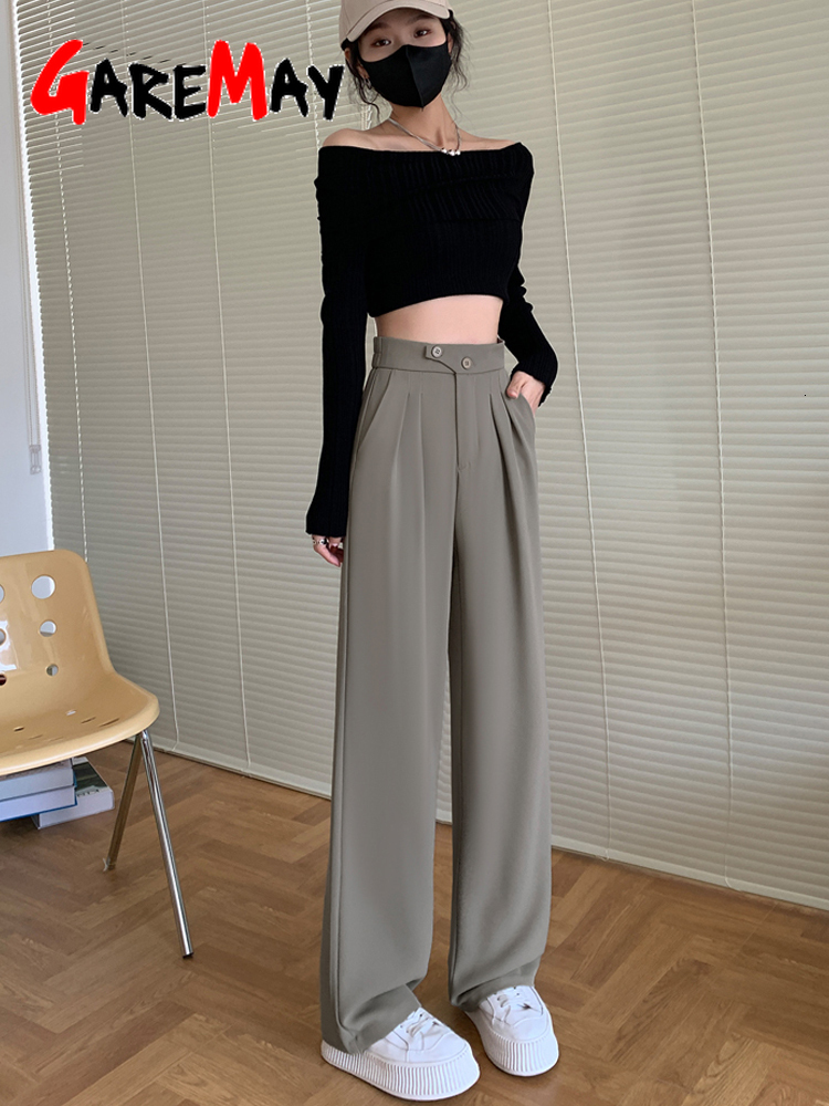Womens Pants Capris Woman Pant Suits Korean Style Elegant Straight Summer Women Casual Outfits Classic White Wide High Waist 230818